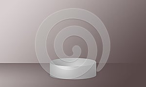 Empty silver circle podium stage with gold brown soft grandient abstract background photo