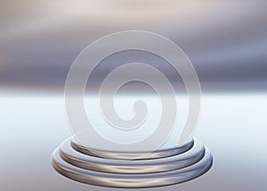Empty Silver podium for award ceremony, Isolated on white background
