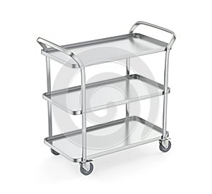 Empty silver serving cart