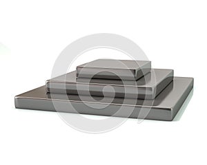 Empty silver square podium 3d illustration