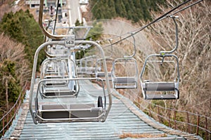 Empty ski chairlifts, Miyazaki, Japan