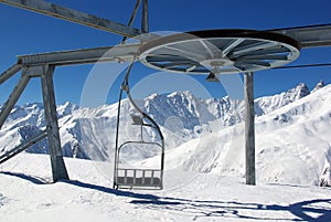 Empty ski gondola