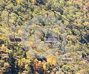 Empty ski lift in the mountains in summer