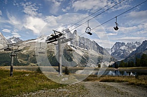 Empty ski lift seats