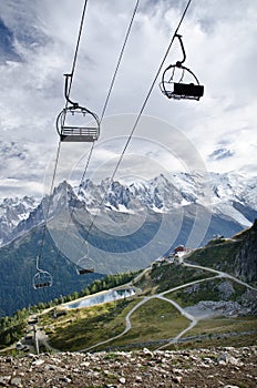 Empty ski lift seats