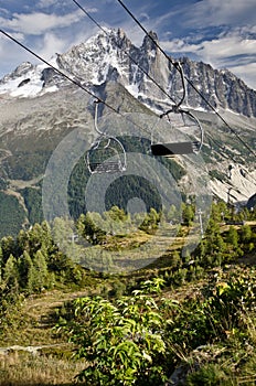 Empty ski lift seats