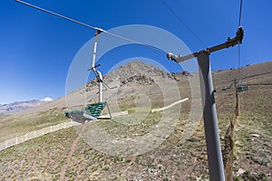 Empty ski lifts in the Aconcagua National Park, Argentina