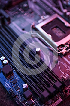 Empty slots for RAM on the motherboard