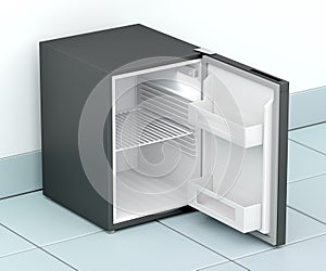 Empty small refrigerator