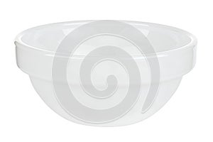 Empty small white ceramic round bowl isolated on white background
