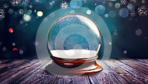 Empty snow globe Christmas background