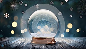Empty snow globe Christmas background