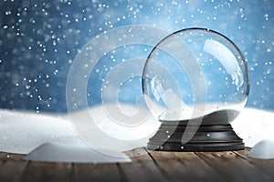 Empty snow globe Christmas background