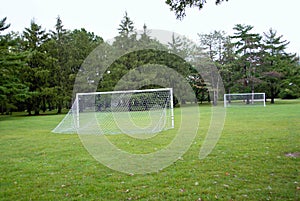 Empty soccer field football pitch in a park