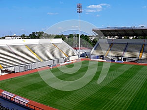 Empty soccer stadium