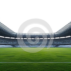 Empty Soccer Stadium With Green Field