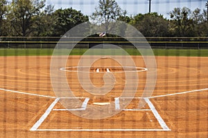 an empty softball field ready for a game