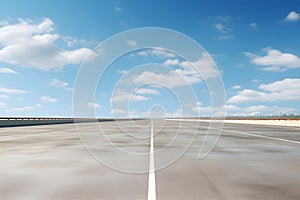 empty space road racing highway driving under the blue sky mock up place. Landing page concept