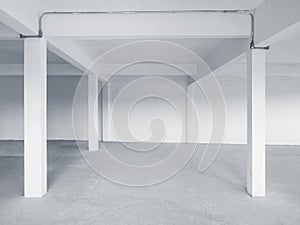 Empty Space White Wall Cement Floor interior background