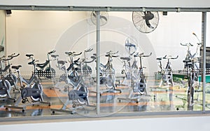 Empty spin studio with fans