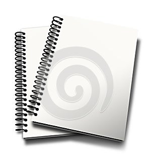 Empty spiral notebook. Illustration 3D rendering