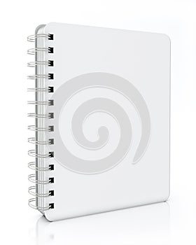 Empty spiral notebook isolated on white background