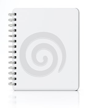 Empty spiral notebook isolated on white background