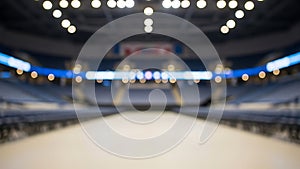 Empty Sports Arena Ready for Event with Bright Lights