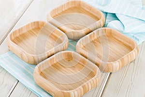 Empty Square Bamboo Bowls.