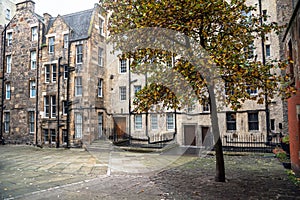 Empty square surrounded by old residentail buildings