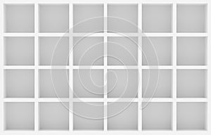 Empty square white shelves, product showcase template background