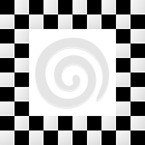 Empty squarish checkered frame, border photo