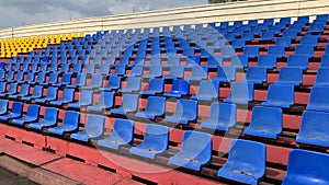 Empty stadium or race track seats during the COVID-19 coronavirus