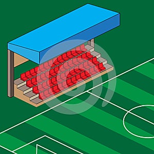 Empty stadium red seats illustration