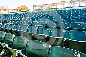 Empty stadium seating in large amphitheater