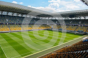 Empty stadium in sunlight