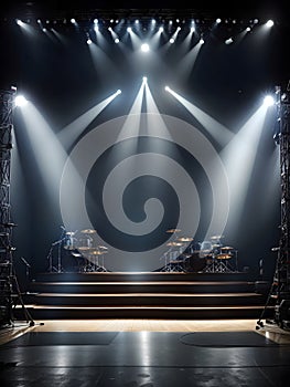 Empty Stage Illuminated by Projectors