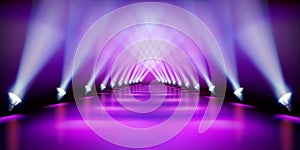 Empty stage before the show. Fashion runway. Vector illustration.