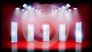 Empty stage before the show. Vector illustration.