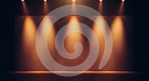 Spotlight Stage Background with Warm Orange Lighting