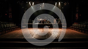 Empty stage in a theater during a concert. Selective focus