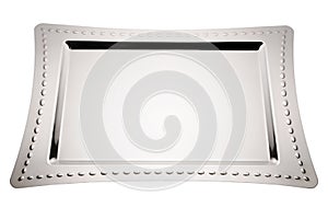 Empty stainless serving tray. Silver square tray