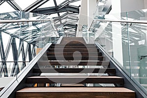 Empty stairs in modern office building interior