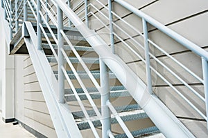 Empty stairs.Steel stair for fire exit door in factory