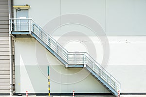 Empty stairs.Steel stair for fire exit door in factory