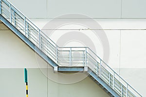 Empty stairs.Steel stair for fire exit door in factory