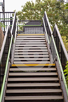 Empty stairs to British rural train station