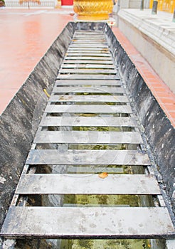 Empty steel caldle tray in thai temple