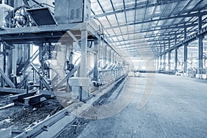 Empty steel structure factory workshop