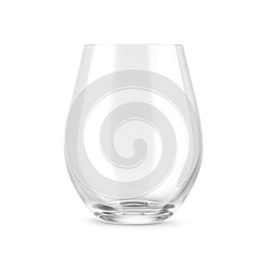 Empty stemless wine glass mock up isolated on white background